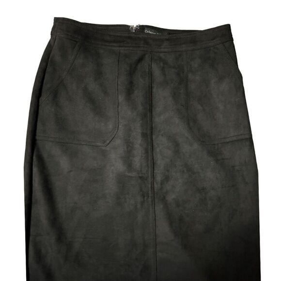 Catherine Malandrino Faux Leather Retro 70s Black Skirt with Pockets Size 8 - Picture 3 of 9